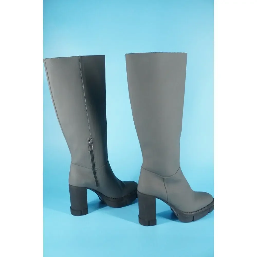 Aquatalia Indi Heeled Knee High Suede Boots Size 9 New Mid Heel $625